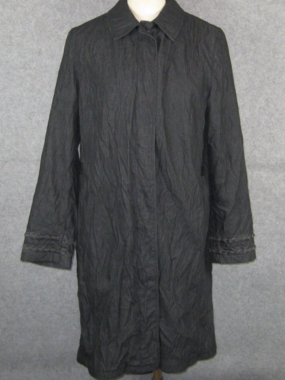 Hilary Radley Long Coat Sz 12 Jacket Removable Liner Black